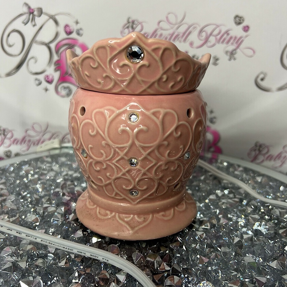 Scentsy Pink Tiara Crown Princess Rhinestone Candle Wax Warmer retired plug in